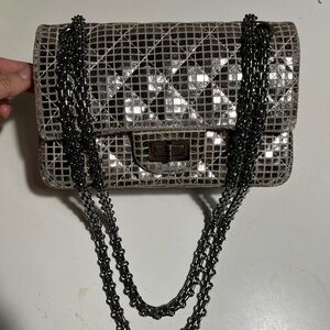 CHANEL Silver Mirror Reissue 2.55 Special edition Quilted Shoulder Bag